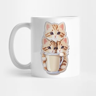 Cute Kittens With A Cup Of Milk Tea Mug